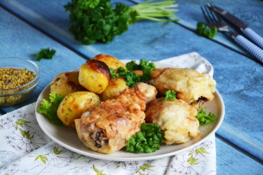 Chicken drumsticks in batter