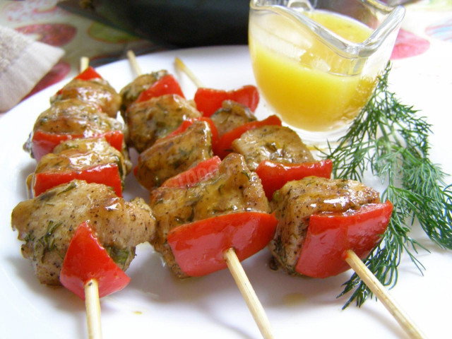 Pork kebab in a slow cooker