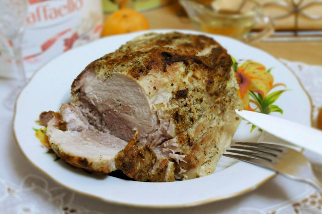 Pork with mustard in foil baked in the oven