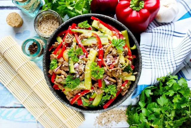 Cucumbers with meat in Korean