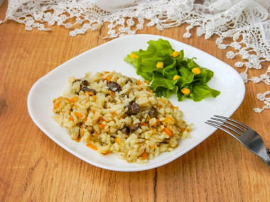 Chicken hearts with rice