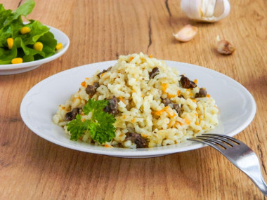 Chicken hearts with rice