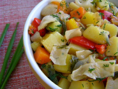 Stew with cabbage in a slow cooker