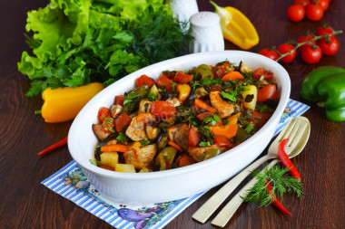 Vegetable stew in the oven with meat and potatoes