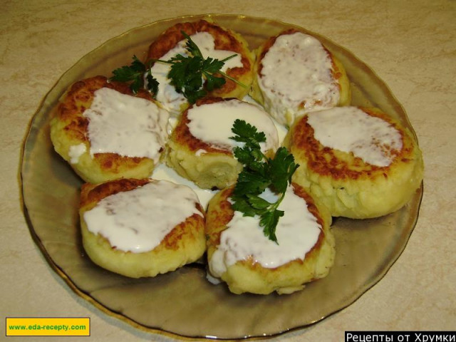 Potato pancakes with egg and onion
