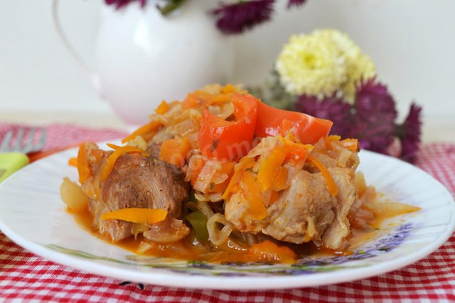 Pork with vegetables in a slow cooker