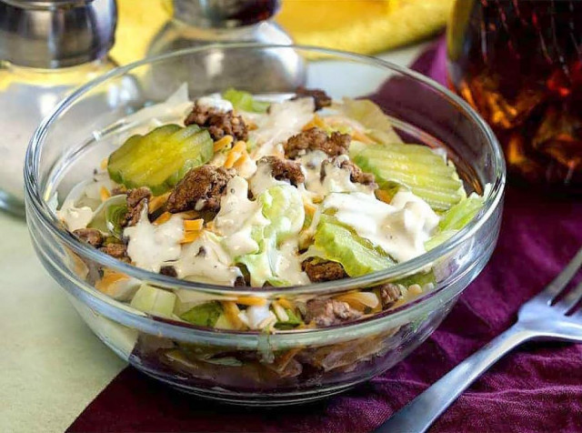 Salad with beef liver and pickles