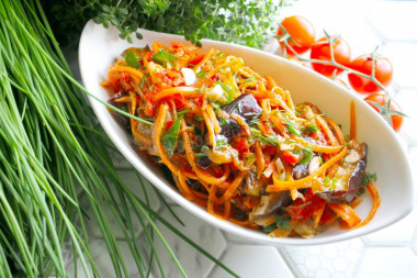 Aubergine carrot and pepper salad