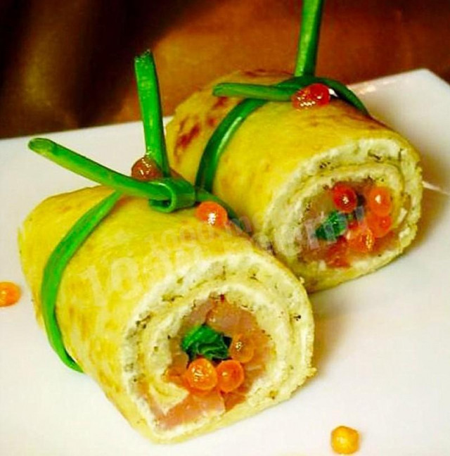 Rolls of pancakes with filling