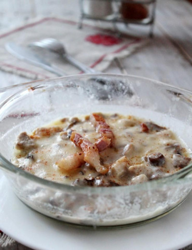 Julienne with pork and mushrooms