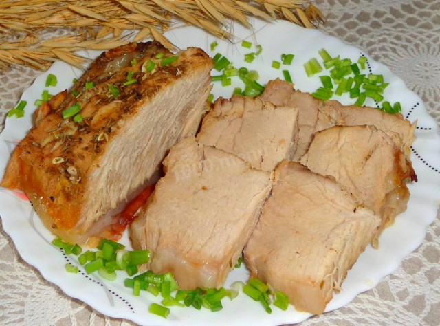 Meat with rosemary baked in the oven