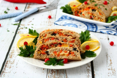 Fish roll in the oven with cheese and vegetables