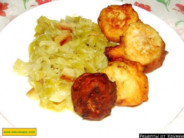 Potato dumplings with cabbage in Czech