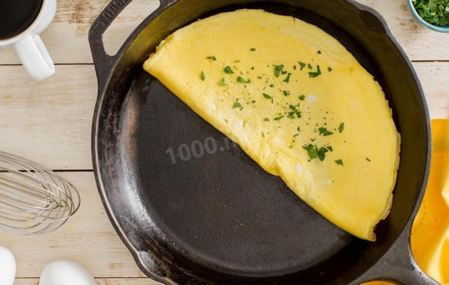 Simple omelet in vegetable oil without milk