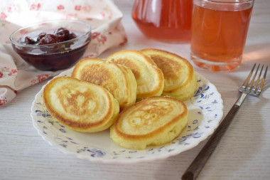 Fluffy sweet pancakes on kefir