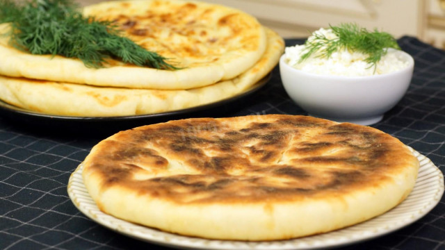 Tortillas with cottage cheese and dill Khachapuri