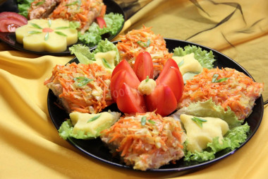 Pink salmon with classic marinade and egg filling