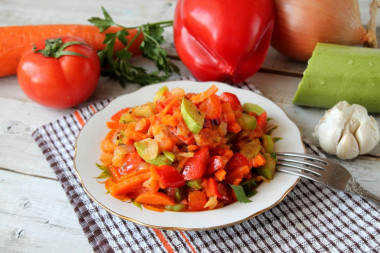 Saute vegetables with zucchini carrots and pepper