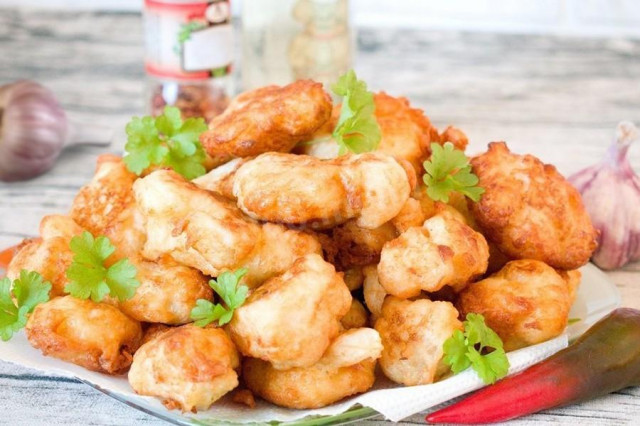 Frozen cauliflower in batter