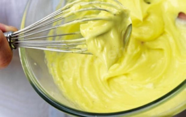 Homemade mayonnaise on chicken yolks