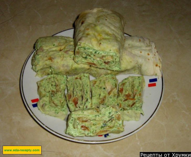 Pita bread roll with salmon