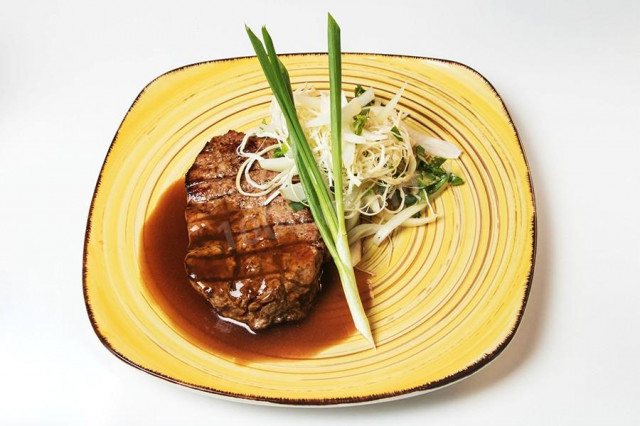 Rib eye steak with demiglas sauce