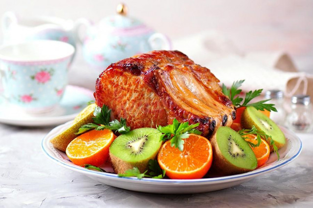 Pork loin baked in the oven