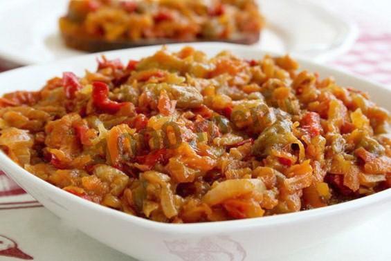 Caviar with eggplant and tomatoes