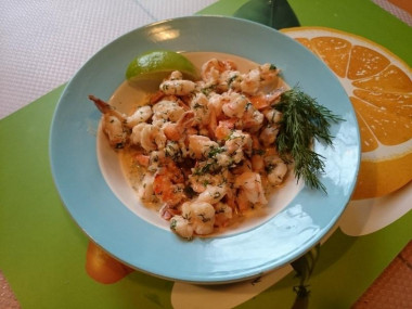 Tiger prawns in cream sauce