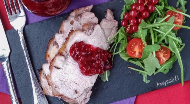 Pork with lingonberry sauce with red currant