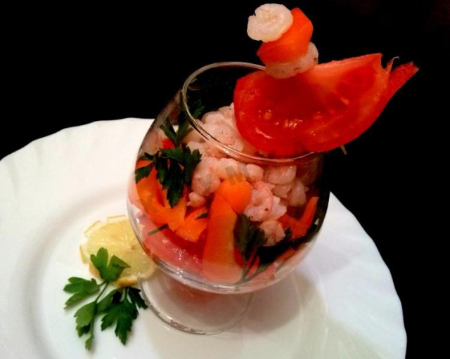 Sea cocktail salad with shrimps