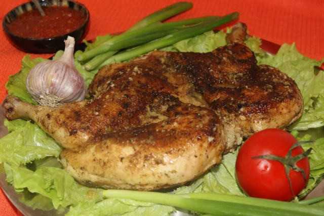 Tobacco chicken with garlic