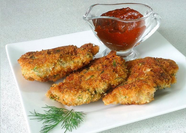 Chicken breasts in breadcrumbs with parmesan