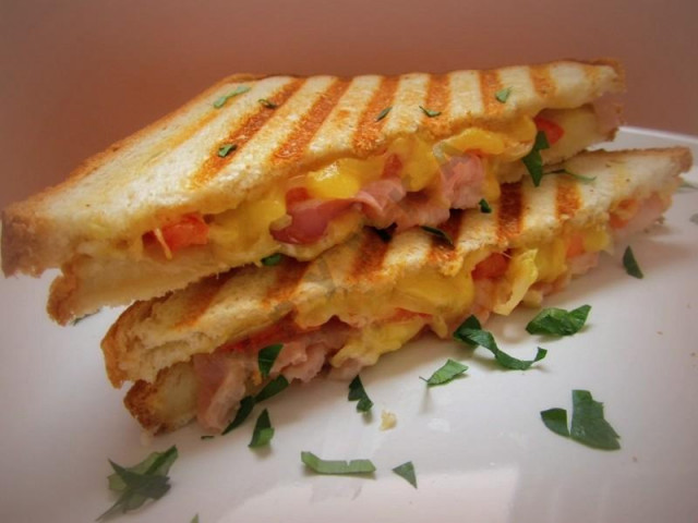 Grilled bacon and cheese sandwich