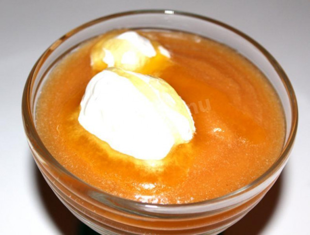 Pumpkin cream puree dessert with fruit