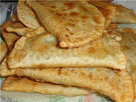 Chebureks of mixed minced meat on water