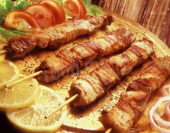 Lamb kebab on a marinade of white wine in Greek