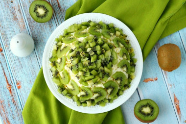 Emerald placer salad with kiwi and chicken