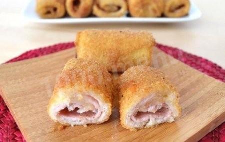 Fried bread and ham rolls