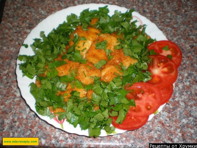 Fried suluguni cheese in flour with parsley