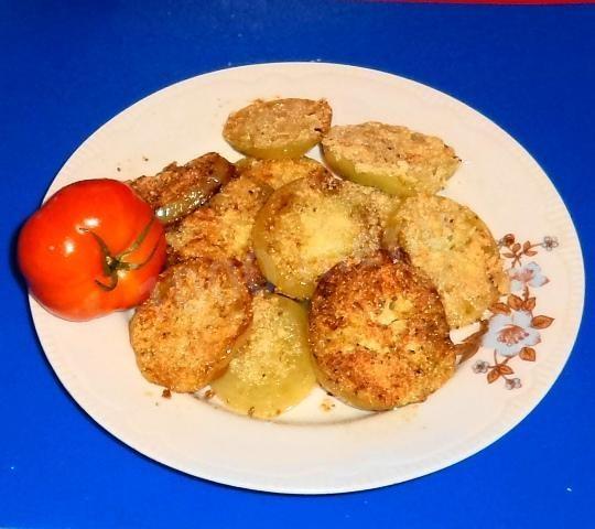 Fried green tomatoes in American semolina