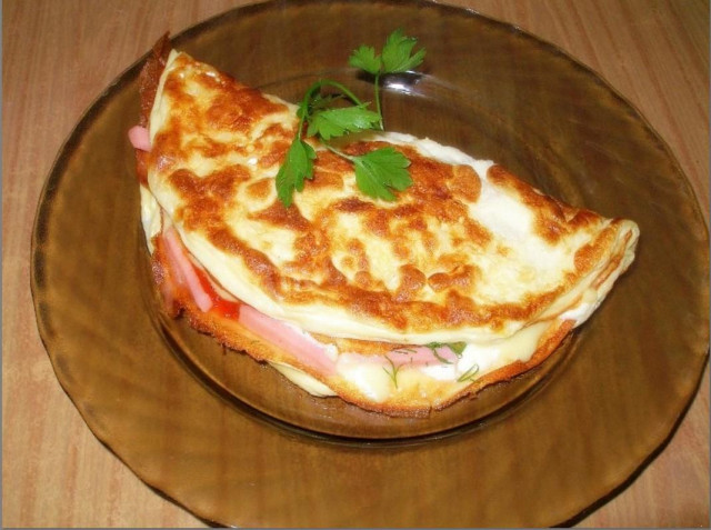 Omelet with milk, flour and mayonnaise