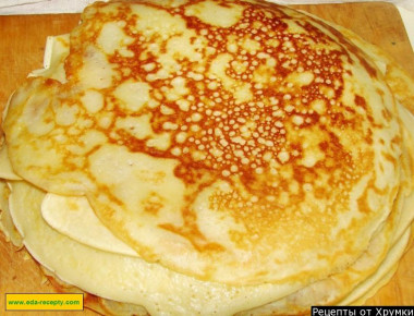 Pancakes with dry yeast in water with egg