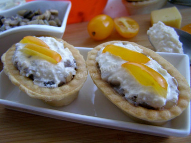 Ready-made pancakes with cheese and mushroom filling