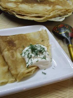 Pancakes with milk and water with cabbage dough