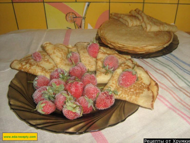 Custard pancakes with kefir, water and soda