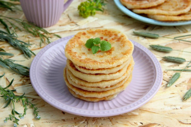 Flatbreads with cheese without yeast on kefir in a frying pan