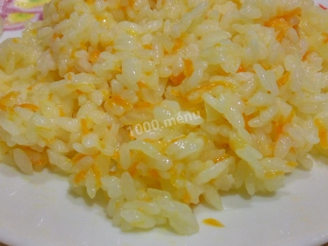 Side dish of rice with onions and carrots