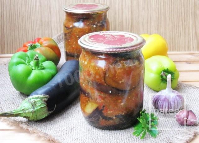 Eggplant with bell pepper for winter