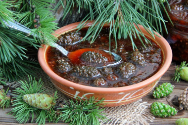 Jam made from pine or fir cones